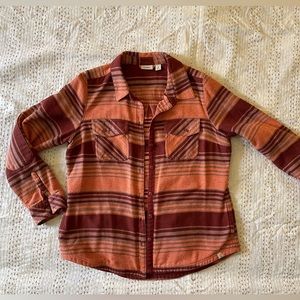 LL Bean striped button up with elbow pads